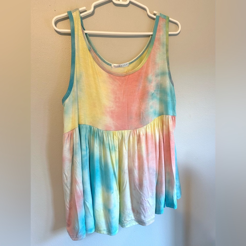 Blakeley tie dye babydoll tank top